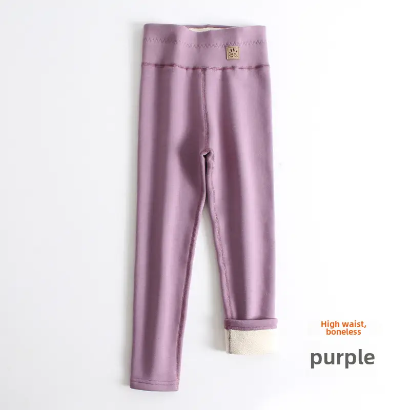 Girls Fleece Leggings Black High Waist Winter - Image 31