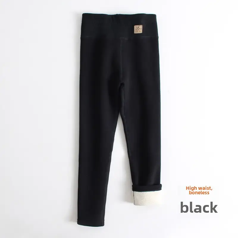 Girls Fleece Leggings Black High Waist Winter - Image 4