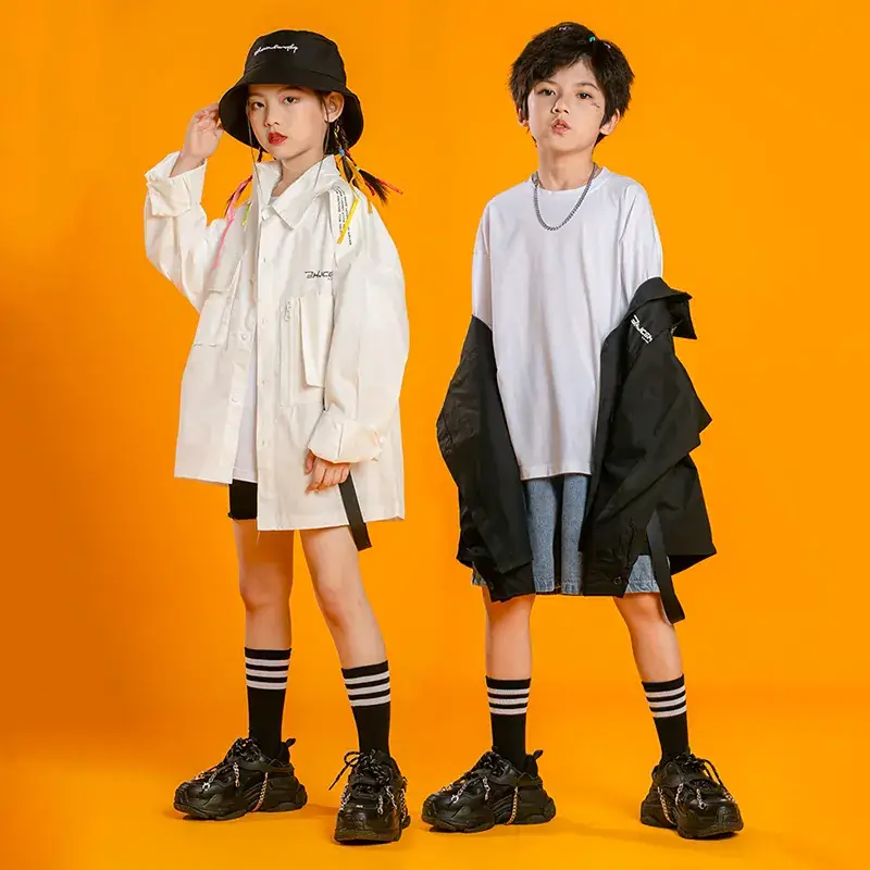 Boys Hip-hop Costume Black Jacket Shorts Set - Image 5