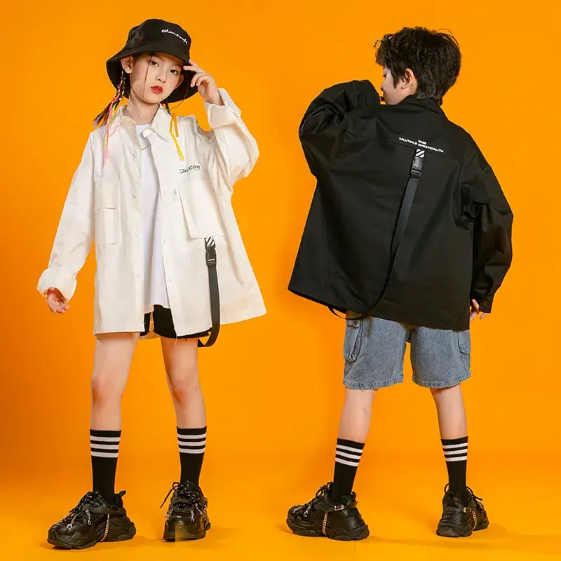 Boys Hip-hop Costume Black Jacket Shorts Set - Image 6