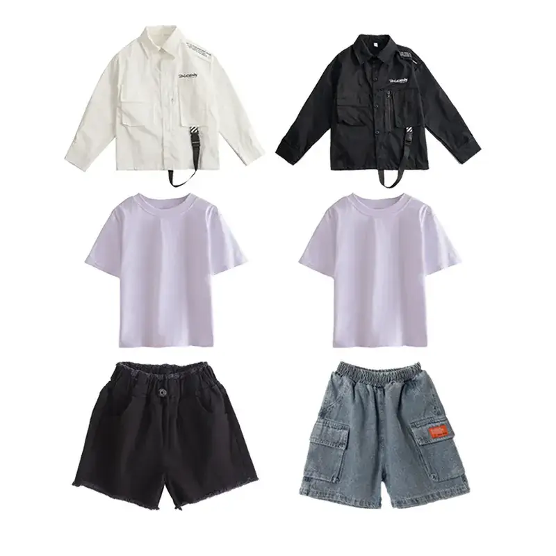 Boys Hip-hop Costume Black Jacket Shorts Set - Image 8