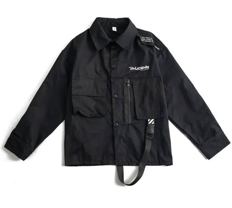 Boys Hip-hop Costume Black Jacket Shorts Set - Image 2
