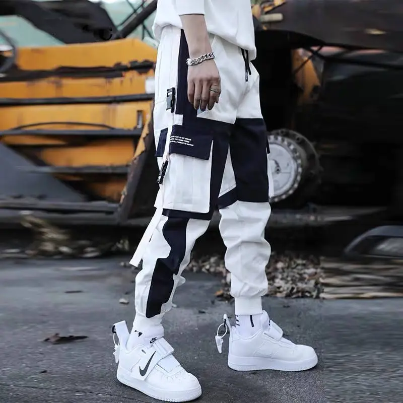 Men's Multi-Flap Cargo Pants Black Grey Korean Style - Image 7