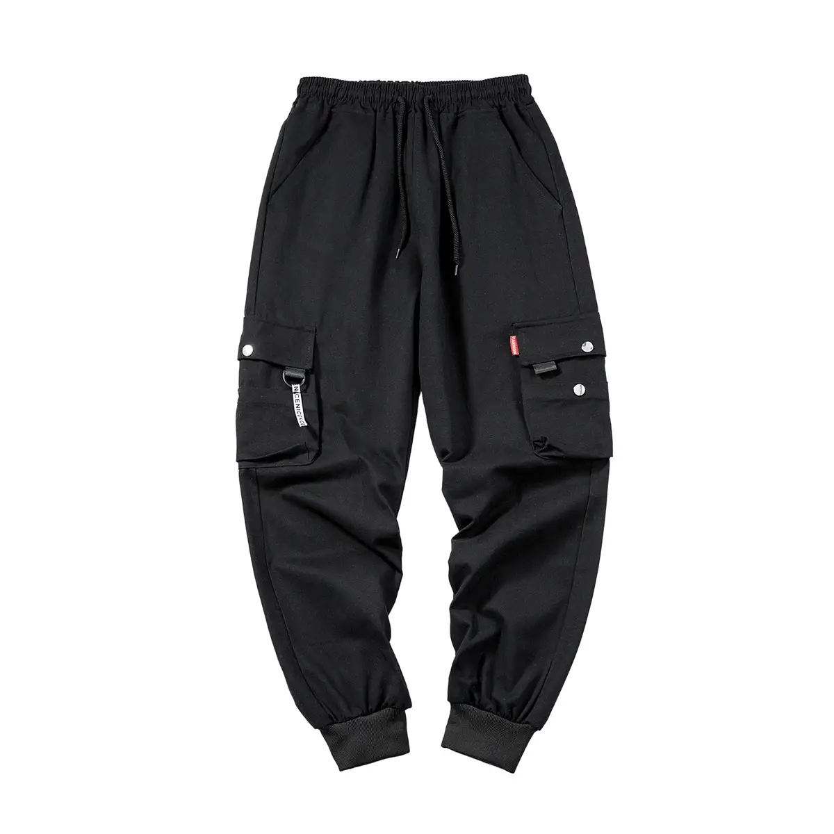 Men's Multi-Flap Cargo Pants Black Grey Korean Style - Image 9