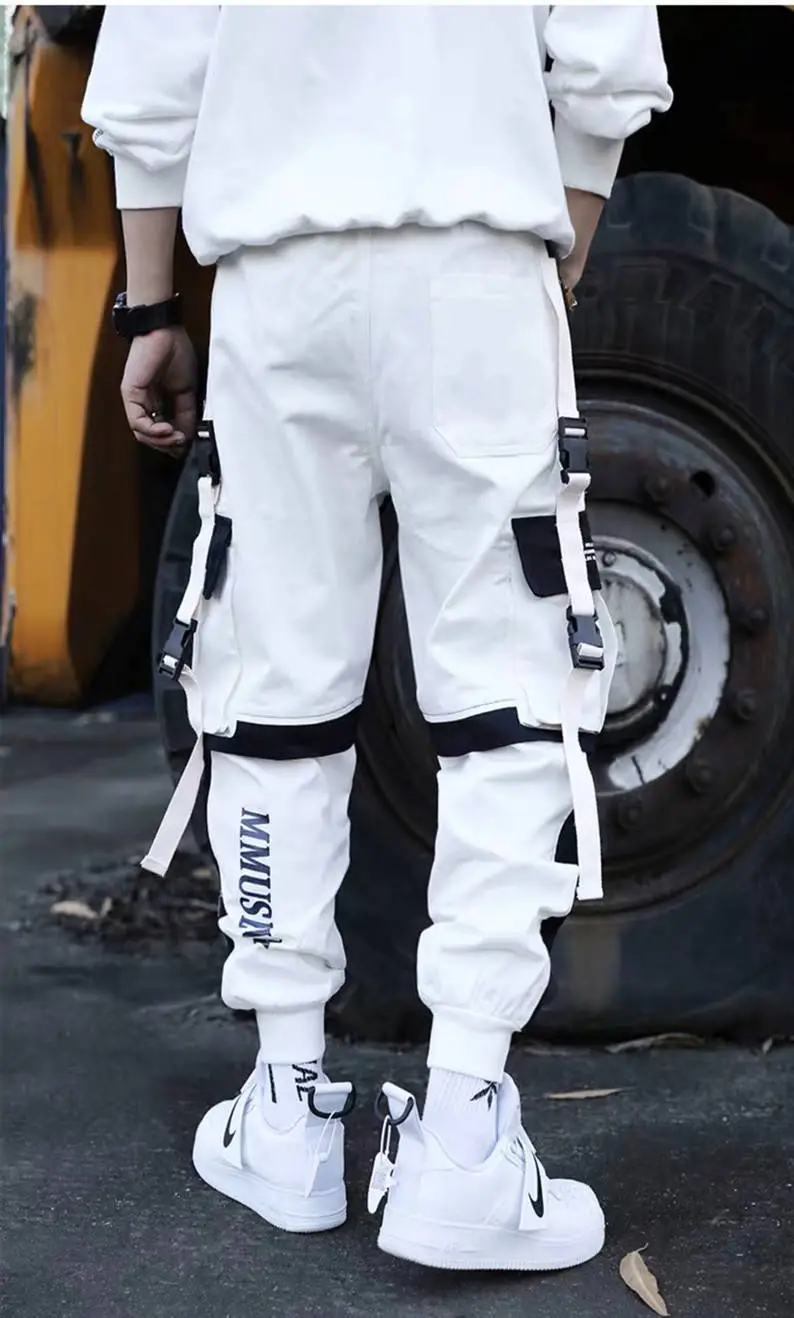 Men's Multi-Flap Cargo Pants Black Grey Korean Style — feature 11