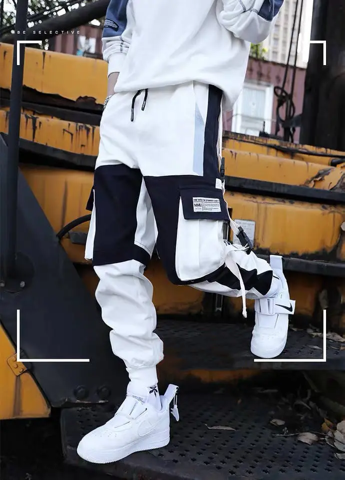Men's Multi-Flap Cargo Pants Black Grey Korean Style — feature 5