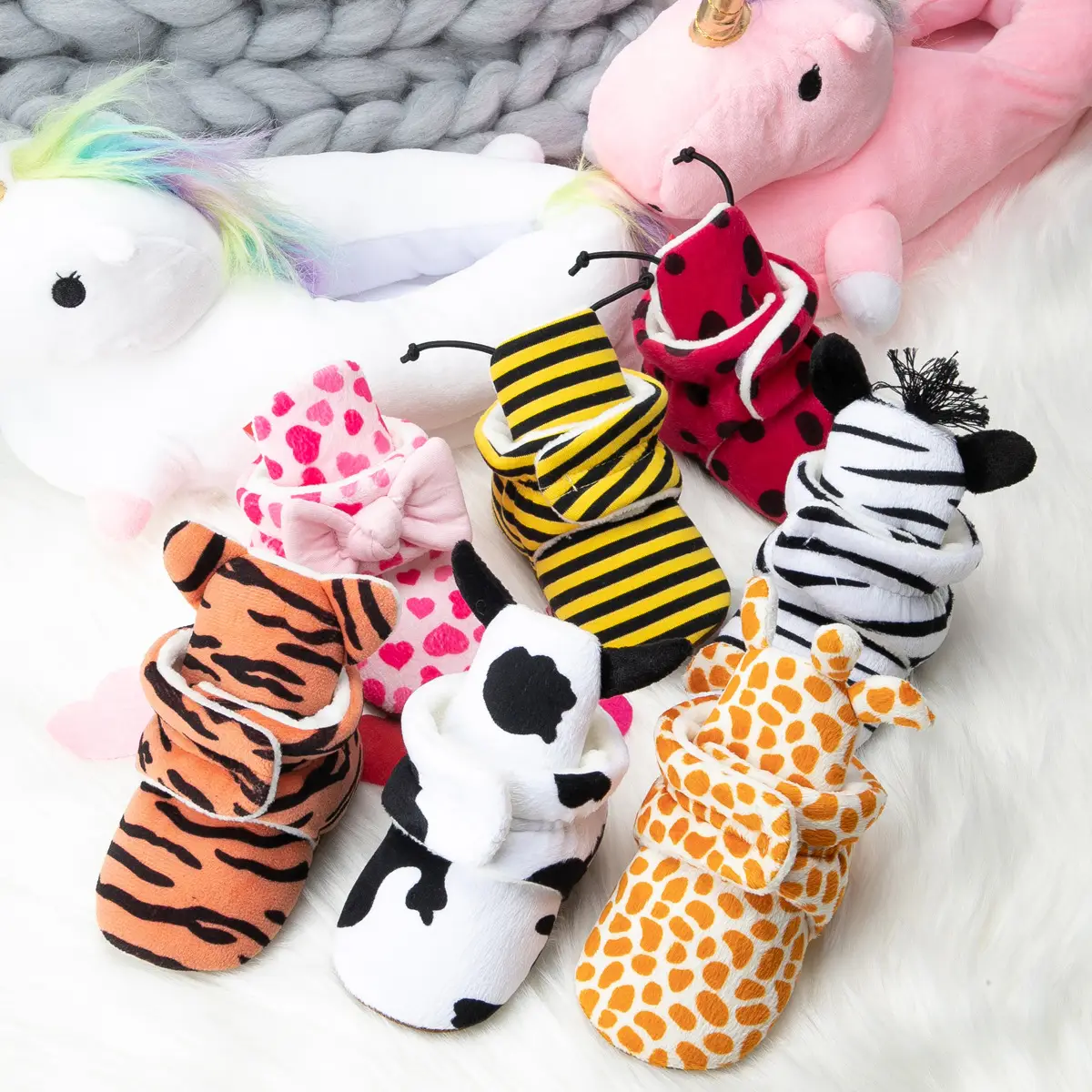 Tiger Print Warm Winter Baby Shoes for Toddlers