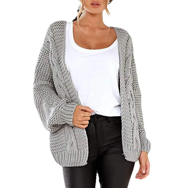 Women's Thick Knit Crossbody Cardigan Top Winter Casual Jacket