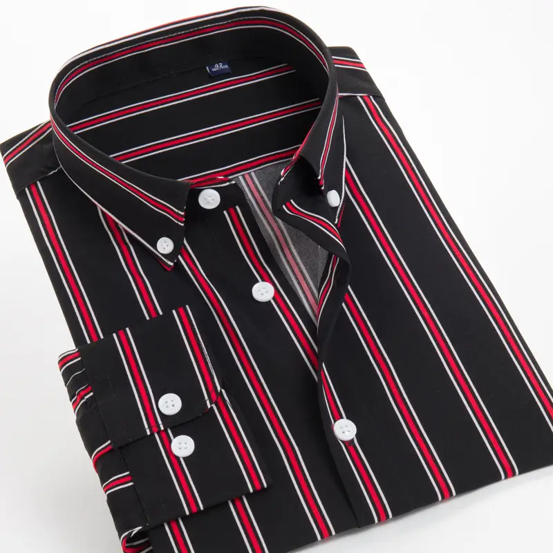 Fat Guy Men's Striped Shirt Large Size Stretch Fabric - Image 5