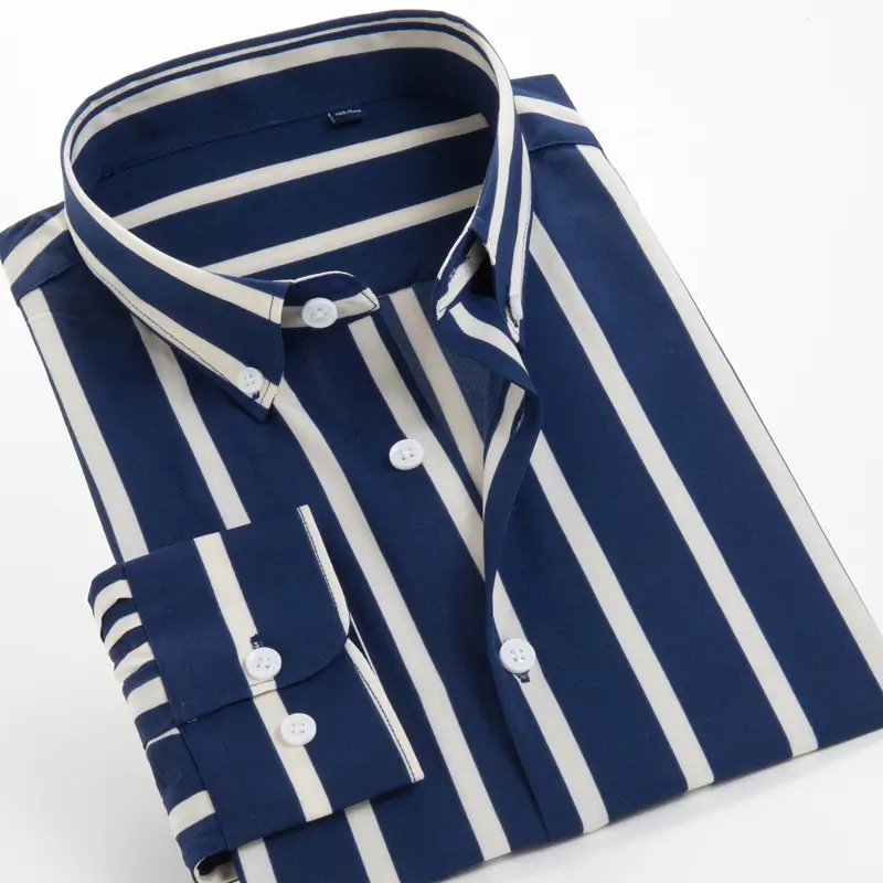 Fat Guy Men's Striped Shirt Large Size Stretch Fabric - Image 4