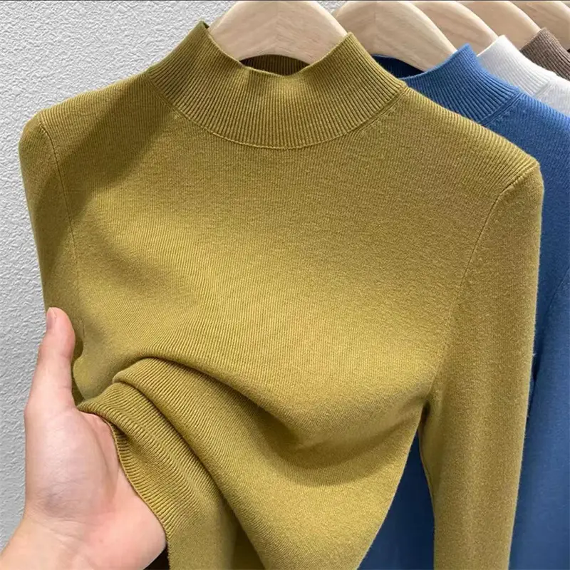 Women's Beige Cashmere Half Collar Shirt 2021 - Image 13