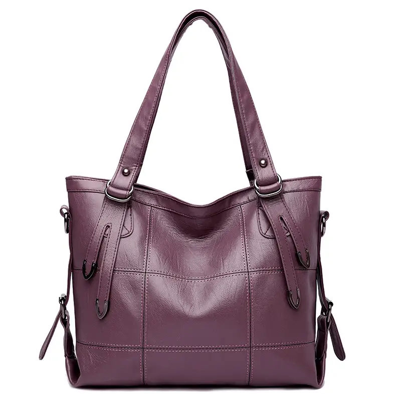 Black PU Leather Shoulder Bag Large Capacity Water-Repellent