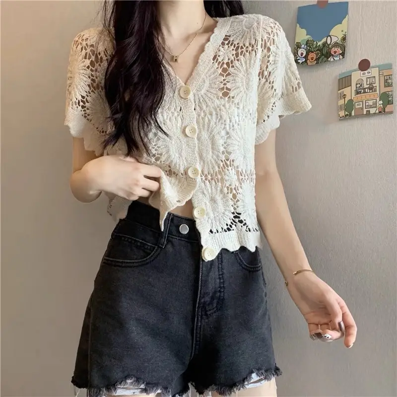 New Korean Style Hollow Crochet Knit Sweater - Image 10