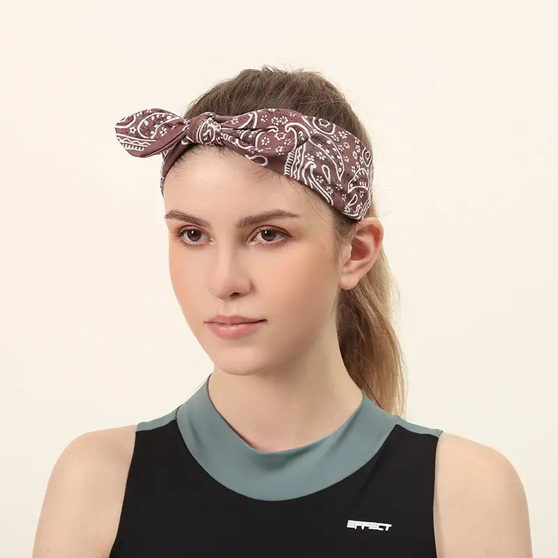 Black Paisley Cross Knot Hairband for Women