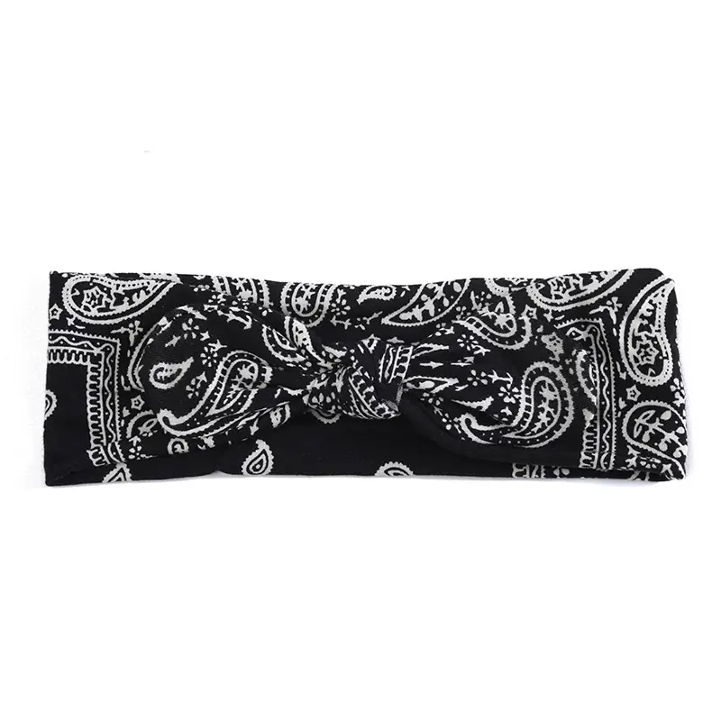 Black Paisley Cross Knot Hairband for Women