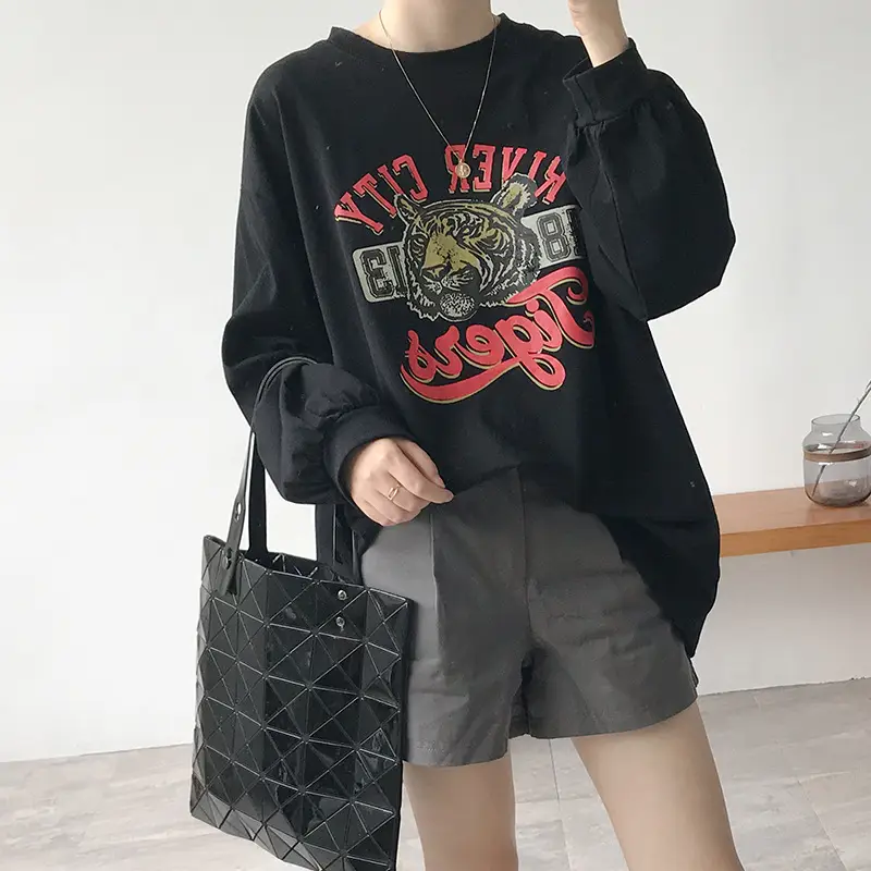Korean Style Tiger Print Plus Cotton T-Shirt
