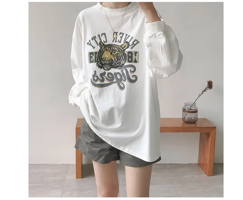 Korean Style Tiger Print Plus Cotton T-Shirt — feature 27