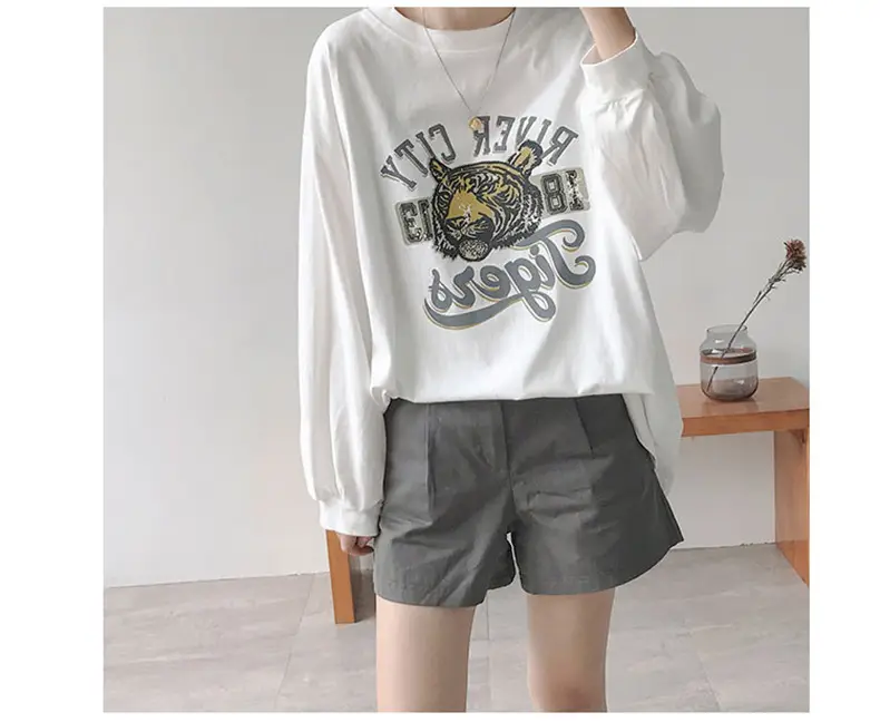 Korean Style Tiger Print Plus Cotton T-Shirt — feature 28