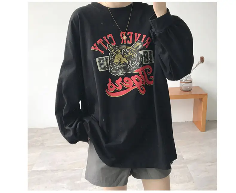 Korean Style Tiger Print Plus Cotton T-Shirt — feature 32