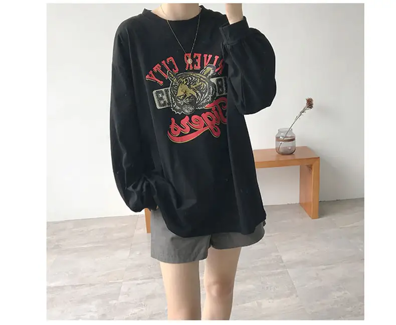 Korean Style Tiger Print Plus Cotton T-Shirt — feature 33