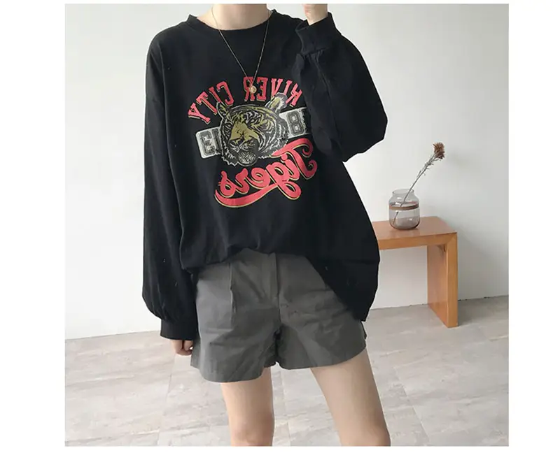 Korean Style Tiger Print Plus Cotton T-Shirt — feature 34