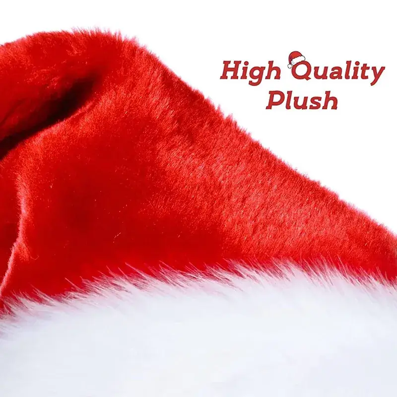 Red Velvet Christmas Hat with Long Fluff for Adults - Image 32