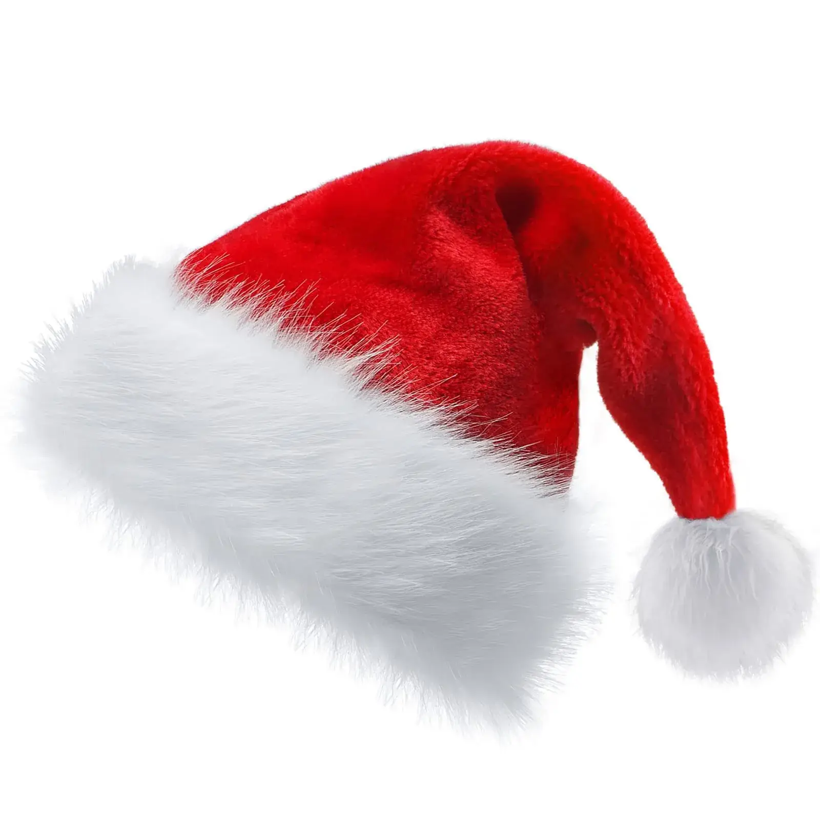 Red Velvet Christmas Hat with Long Fluff for Adults - Image 34