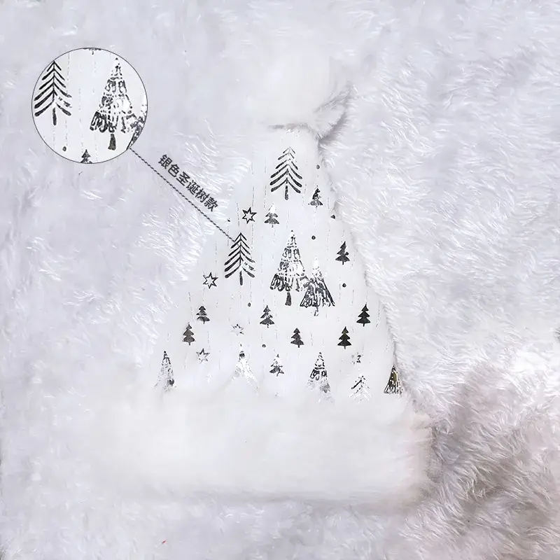 Red Velvet Christmas Hat with Long Fluff for Adults - Image 10