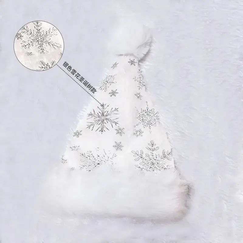 Red Velvet Christmas Hat with Long Fluff for Adults - Image 13