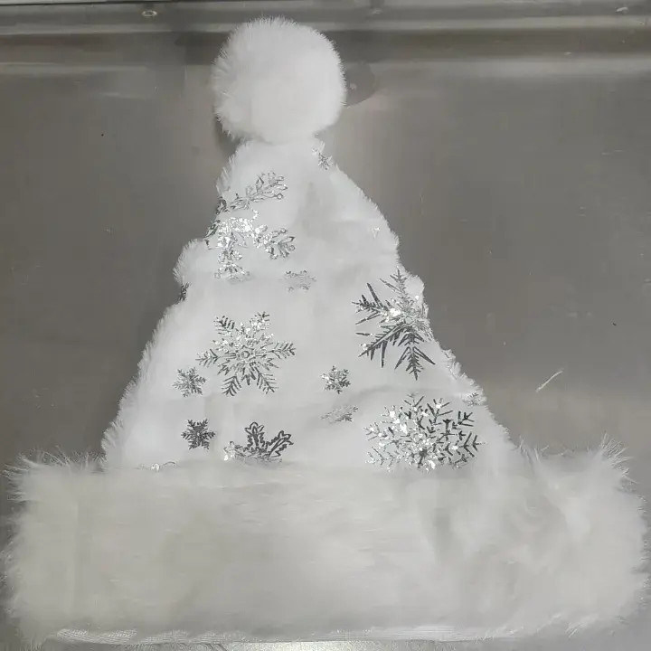 Red Velvet Christmas Hat with Long Fluff for Adults - Image 17
