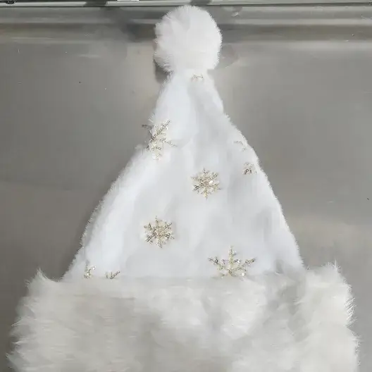Red Velvet Christmas Hat with Long Fluff for Adults - Image 20