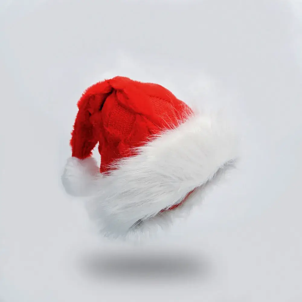 Red Velvet Christmas Hat with Long Fluff for Adults - Image 25