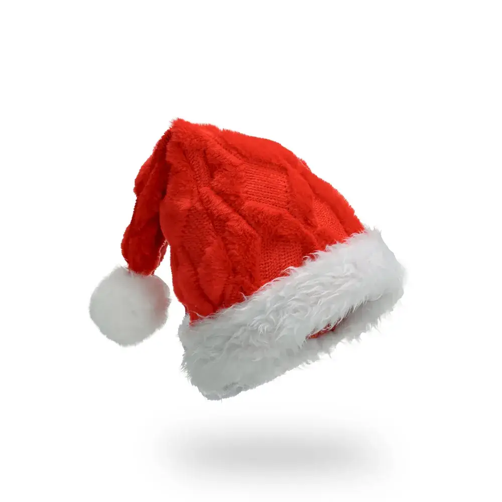 Red Velvet Christmas Hat with Long Fluff for Adults - Image 26