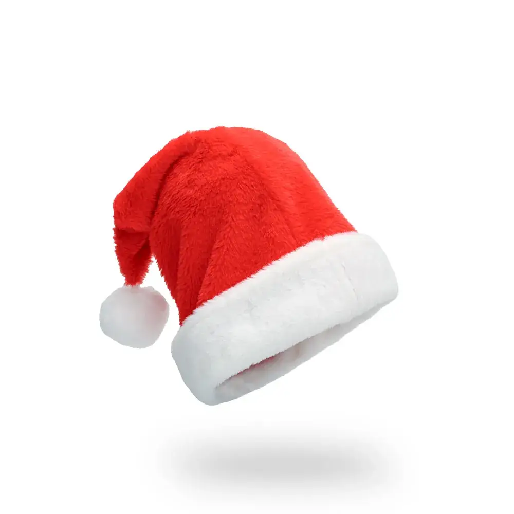 Red Velvet Christmas Hat with Long Fluff for Adults - Image 27