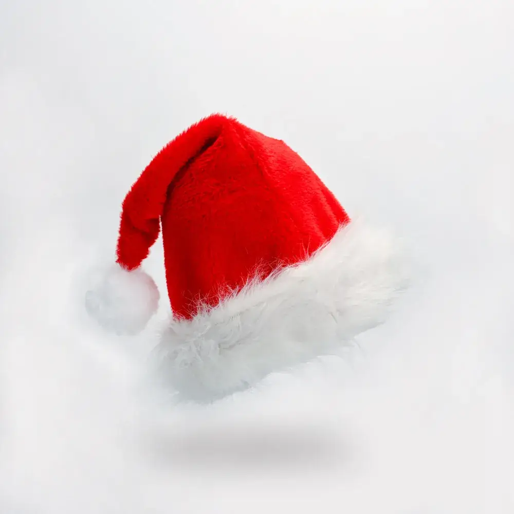 Red Velvet Christmas Hat with Long Fluff for Adults - Image 28