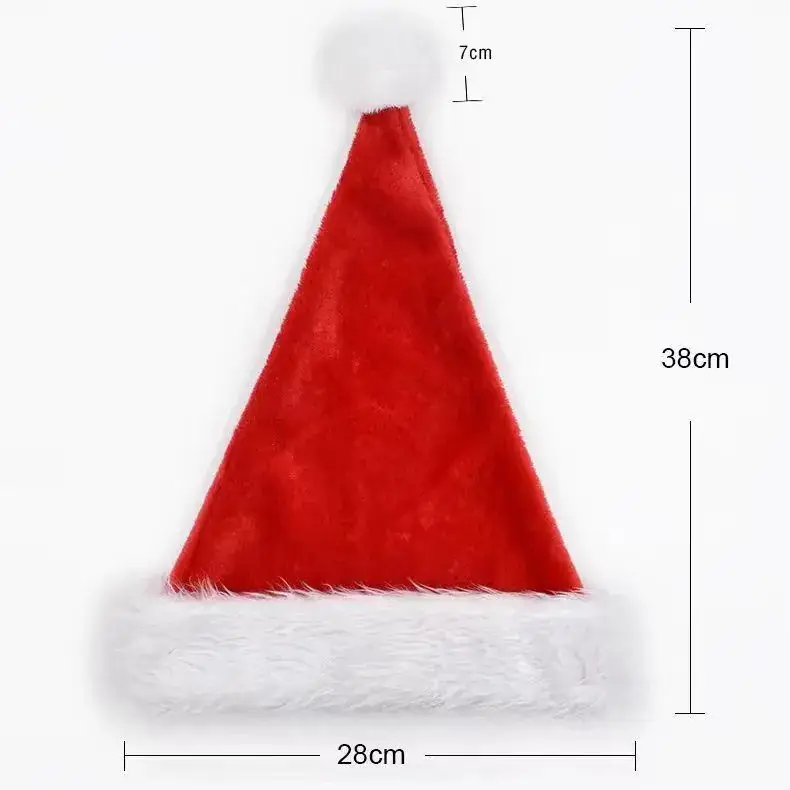Red Velvet Christmas Hat with Long Fluff for Adults - Image 4