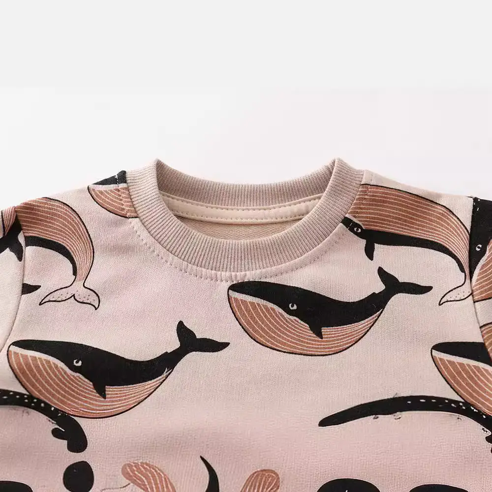 Kids Whale Print Long Sleeve Sweater Top - Image 2