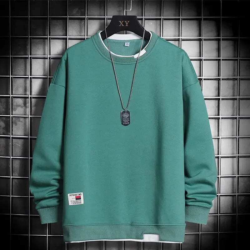 Green Hoodless Sweatshirt for Boys Round Neck Long Sleeve