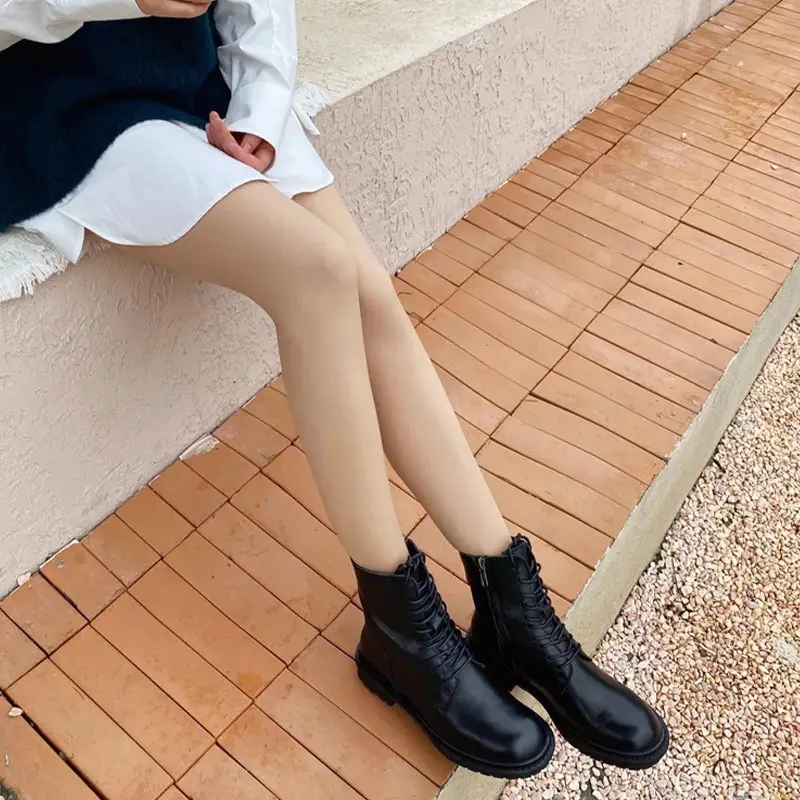 Nude Skin Light Leg Artifacts Autumn Winter Fleece Leggings - Image 4