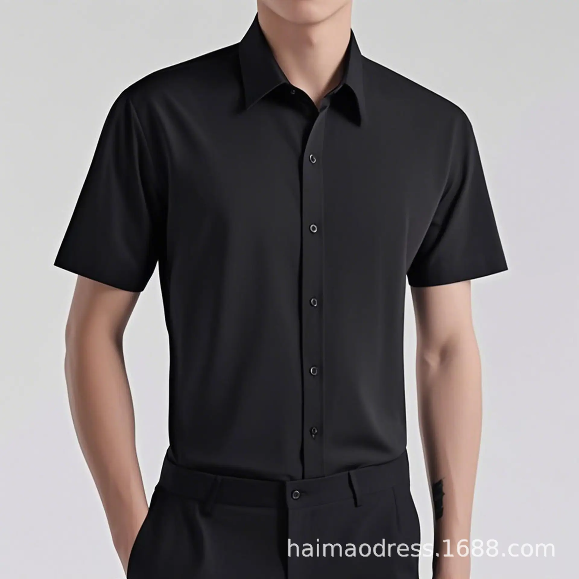 Men's White Long Sleeve Formal Shirt with Black Tie - Image 40