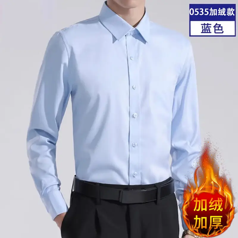 Men's White Long Sleeve Formal Shirt with Black Tie - Image 46