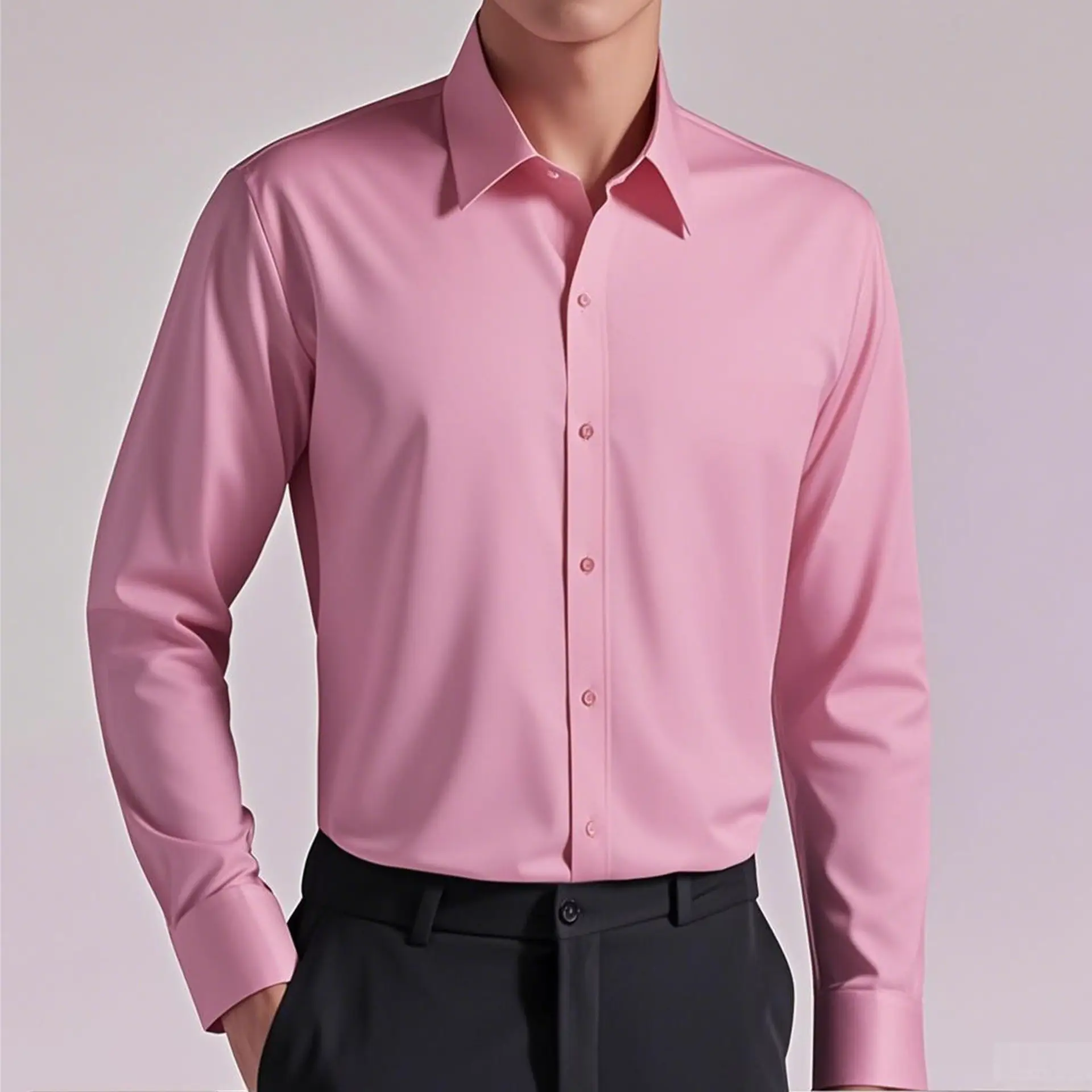 Men's White Long Sleeve Formal Shirt with Black Tie - Image 36