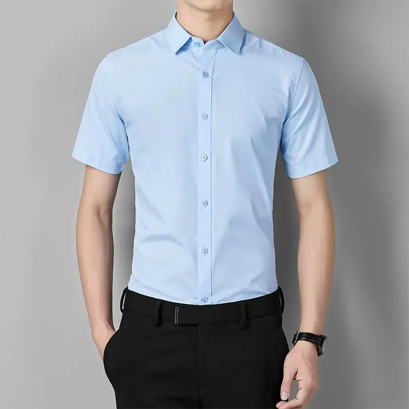 Men's White Long Sleeve Formal Shirt with Black Tie - Image 38