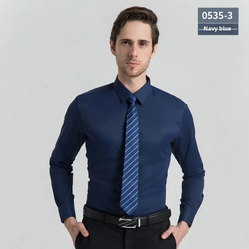 Men's White Long Sleeve Formal Shirt with Black Tie - Image 28