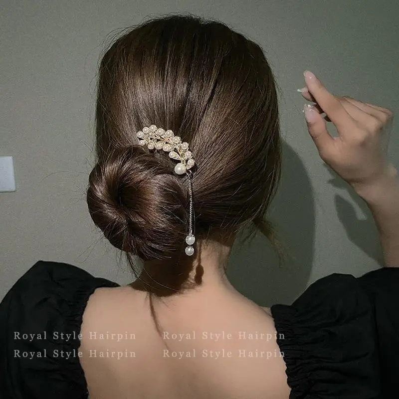 Pearl Pendant Hairpin for Women Antique Ball Head Design - Image 3