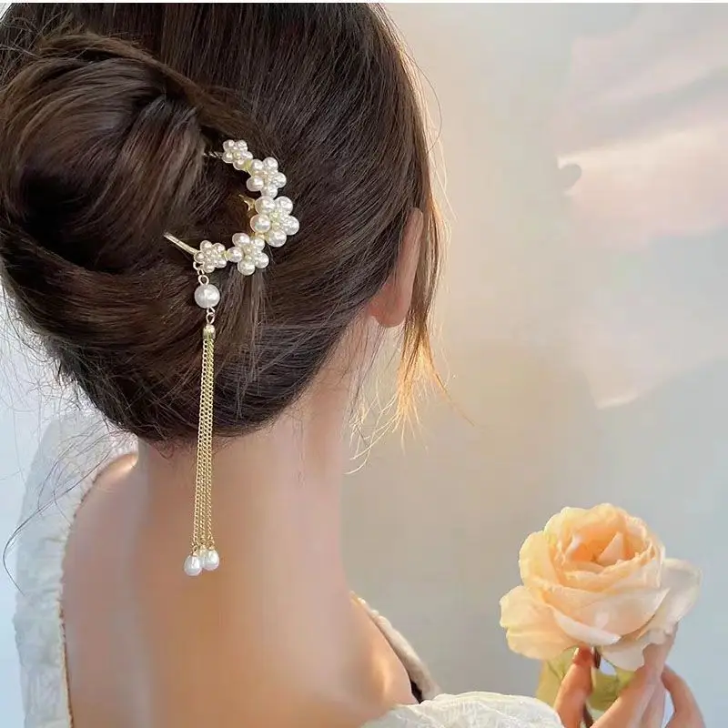 Pearl Pendant Hairpin for Women Antique Ball Head Design - Image 5