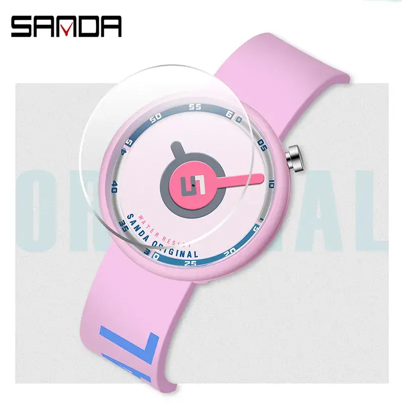 Sanda Silicone Letter Watch Green Quartz Waterproof - Image 6