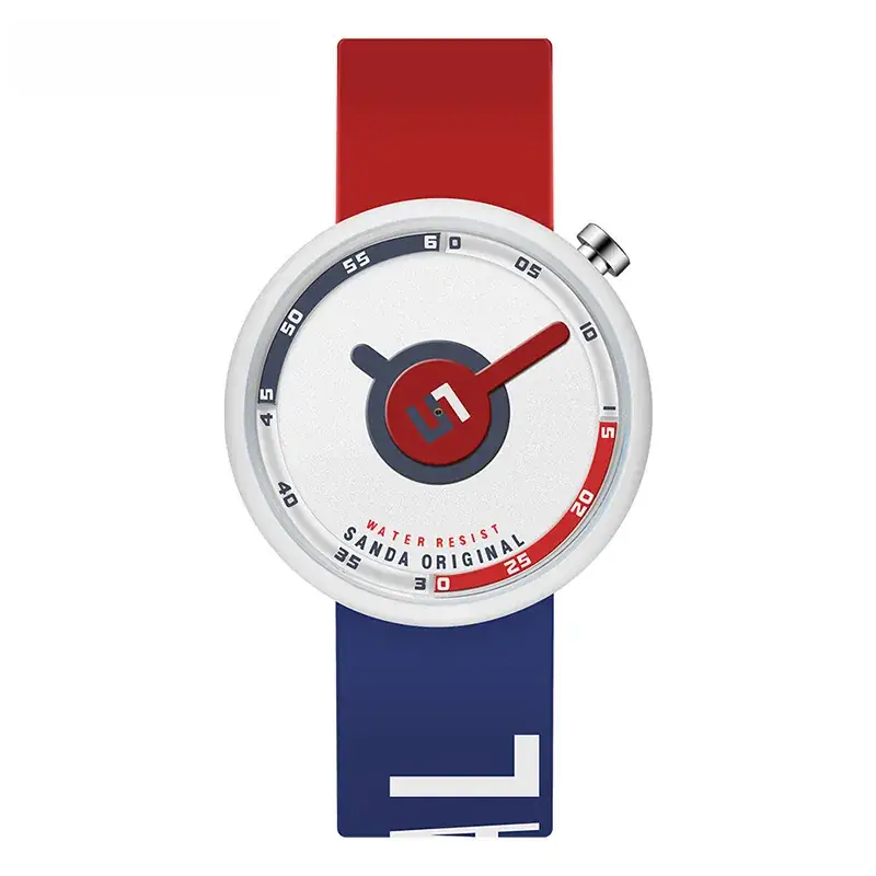 Sanda Silicone Letter Watch Green Quartz Waterproof - Image 4