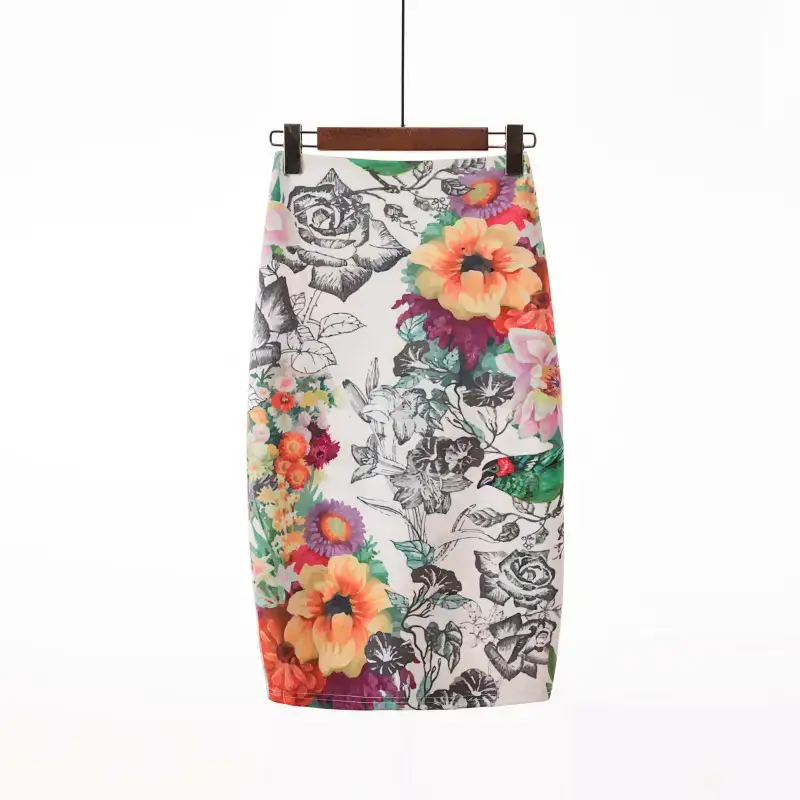 Women's Floral Print Pencil Skirt Spring Summer - Image 3