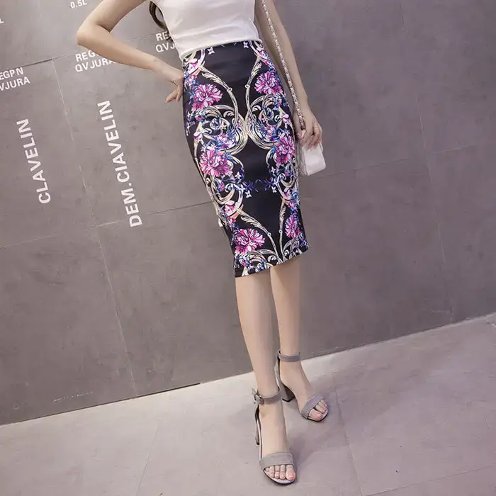 Women's Floral Print Pencil Skirt Spring Summer - Image 7